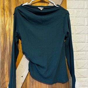 Free People We The Free Exposed Seam Thermal Top - Blue/Green   - Size XL